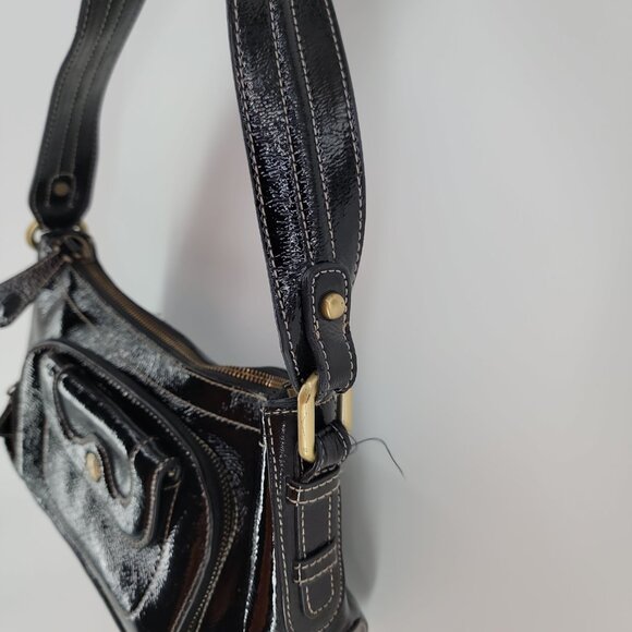 ✨ Perlina New York Black Patent Leather Shoulder Bag – Chic & Functional ✨ - Picture 8 of 14